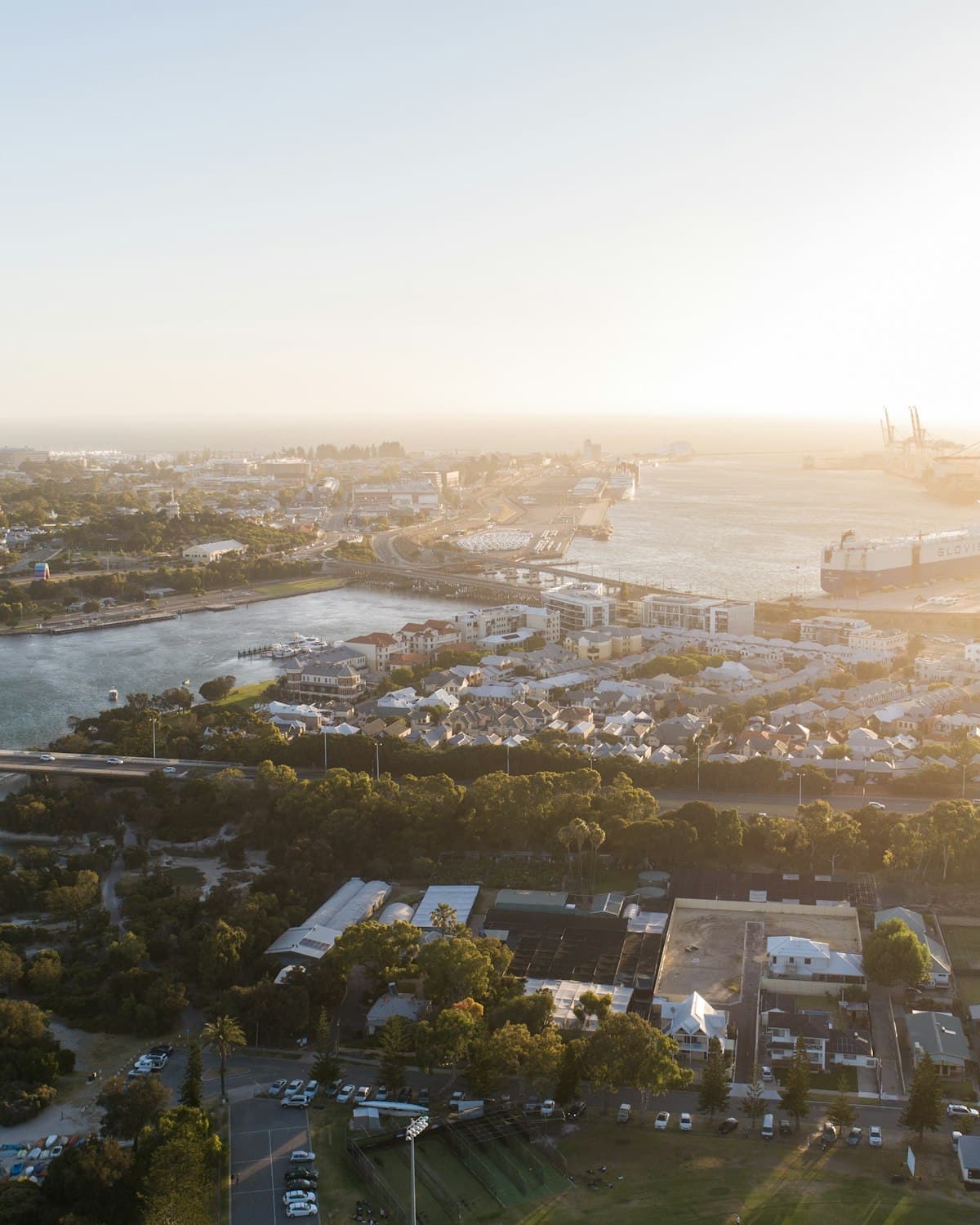 Aerial view over Fremantle, Western Australia